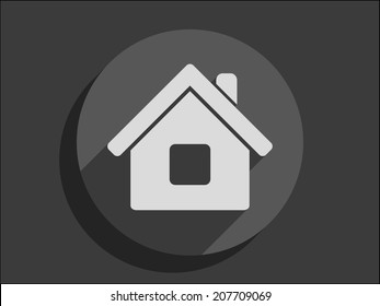 Flat long shadow icon of home