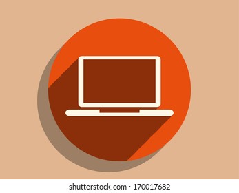 Flat long shadow icon of laptop