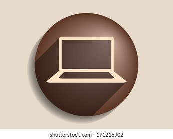 Icono de sombra plana y larga del portátil
