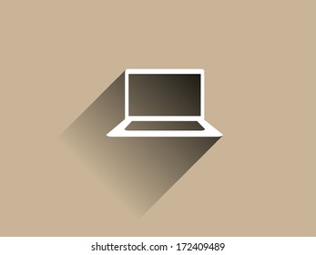 Flat long shadow icon of laptop