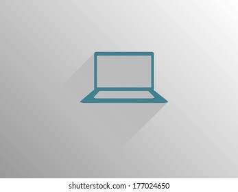 Flat long shadow icon of laptop