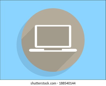 Flat long shadow icon of laptop