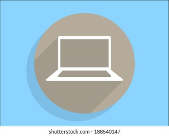Flat long shadow icon of laptop