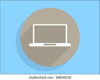 Flat long shadow icon of laptop