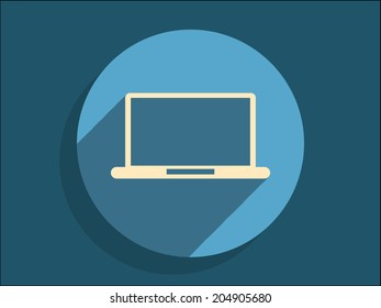 Flat long shadow icon of laptop