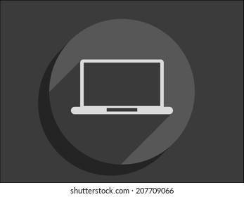 Flat long shadow icon of laptop