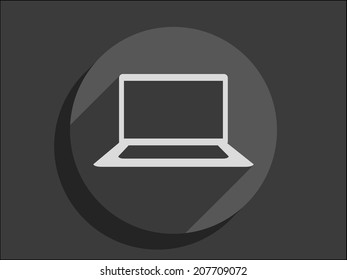 Icono de sombra plana y larga del portátil