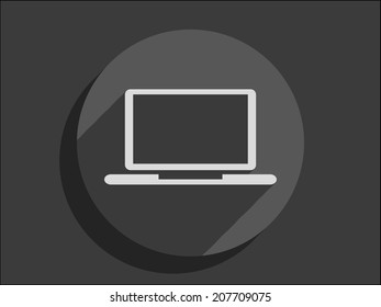 Flat long shadow icon of laptop
