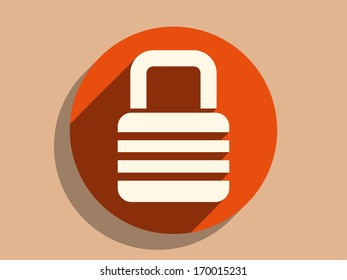 Flat long shadow icon of lock