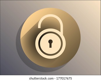 Flat long shadow icon of lock