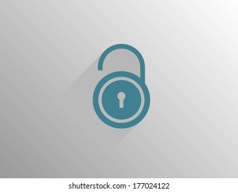 Flat long shadow icon of lock