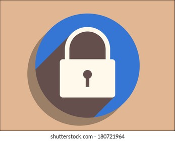 Flat long shadow icon of lock