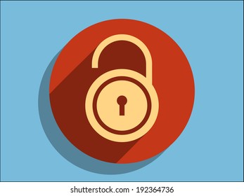 Flat long shadow icon of lock