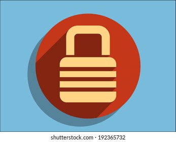 Flat long shadow icon of lock