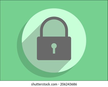 Flat long shadow icon of lock