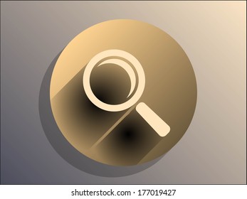 Flat long shadow icon of loupe