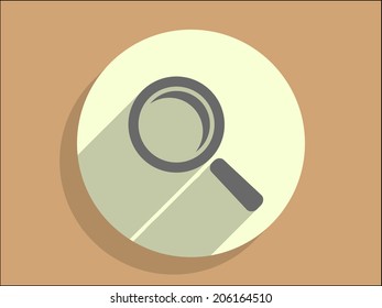 Flat long shadow icon of loupe