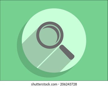 Flat long shadow icon of loupe