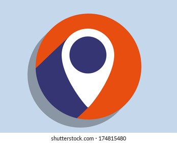 Flat long shadow icon of marker