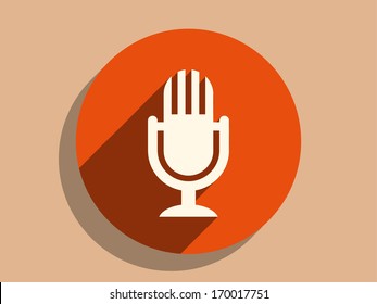 Flat Long Shadow Icon Of Mic