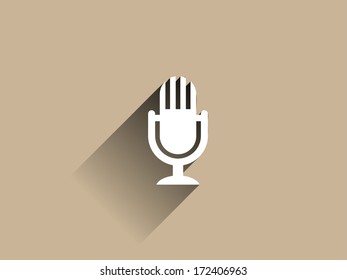 Flat long shadow icon of mic