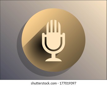 Flat long shadow icon of mic