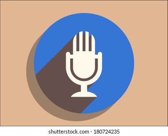 Flat long shadow icon of mic