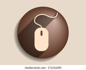 Flat long shadow icon of mouse