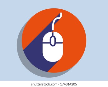 Icono de sombra plana larga del ratón