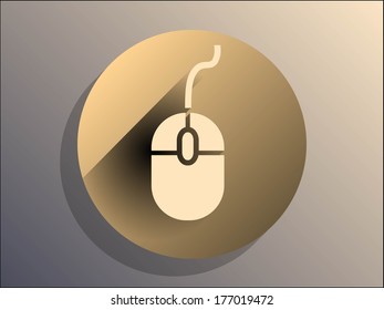 Flat long shadow icon of mouse