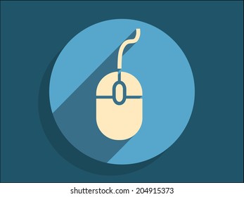 Flat long shadow icon of mouse