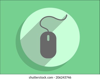 Flat long shadow icon of mouse
