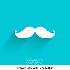 Flat long shadow icon of mustache