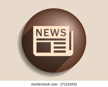 Flat long shadow icon of news