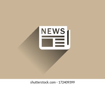 Icono de sombra plana y larga de las noticias
