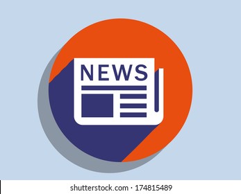 Flat long shadow icon of news