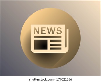 Flat long shadow icon of news