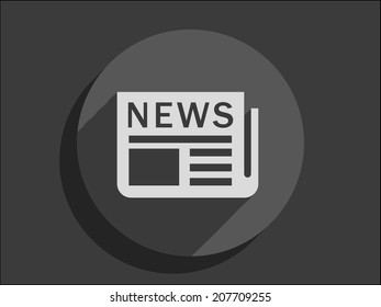 Flat long shadow icon of news