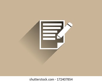 Flat long shadow icon of notes