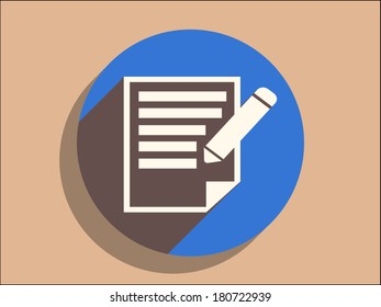 Flat long shadow icon of notes