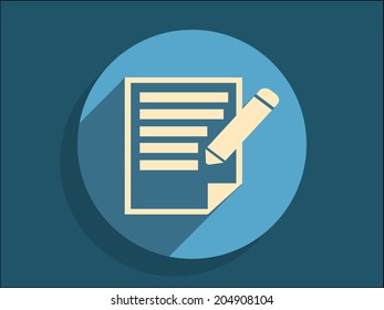 Flat long shadow icon of notes