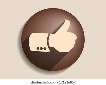 Flat long shadow icon of ok