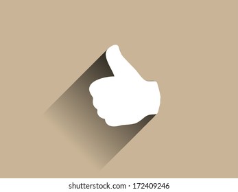 Flat long shadow icon of ok