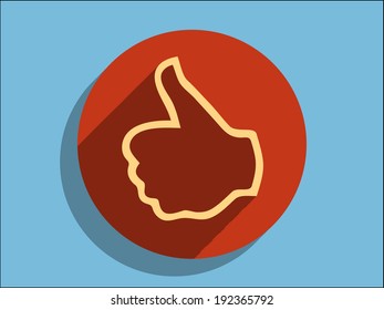Flat long shadow icon of ok