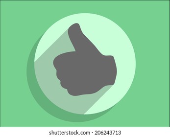 Flat long shadow icon of ok