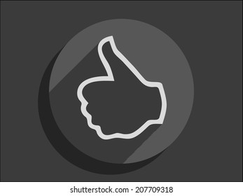 Icono de sombra larga plana de ok