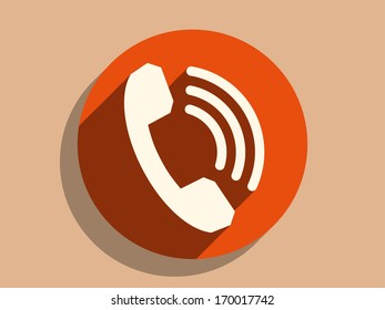 Flat long shadow icon of old phone