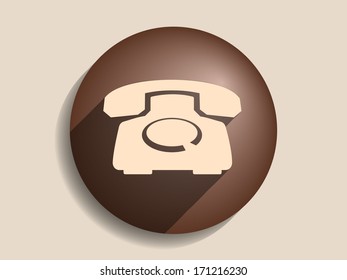 Flat long shadow icon of a phone 