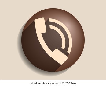 Flat long shadow icon of a phone 