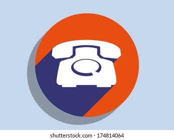 Flat long shadow icon of a phone 